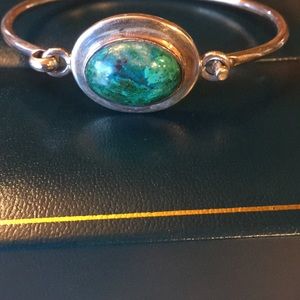 Genuine Malachite and sterling bracelet flash sale
